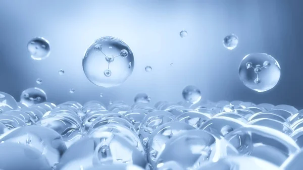 Darstellung Von Molekülen Innerhalb Von Liquid Bubble Abstrakter Wissenschaftlicher Hintergrund — Stockfoto