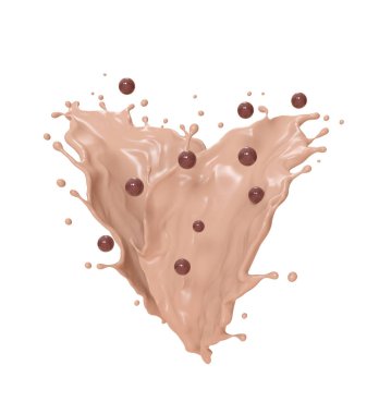 Pearl Milk Tea Splash, 3D görüntüleme, kırpma yolu.