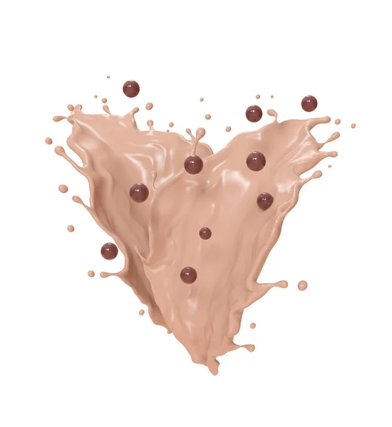 Pearl Milk Tea Splash, 3D görüntüleme, kırpma yolu.