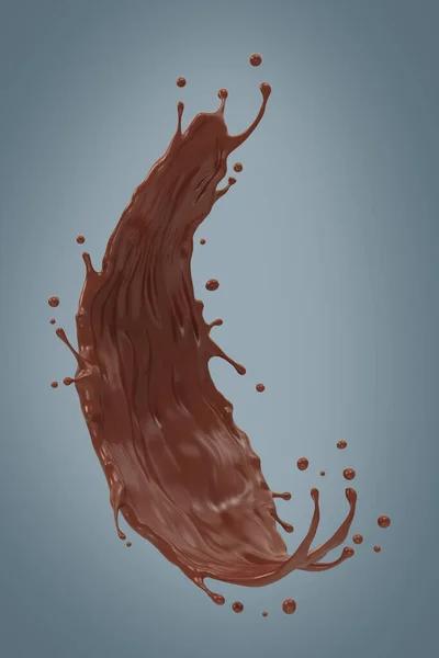 Chocolate splash isolated on background Include clipping path, 3d rendering.
