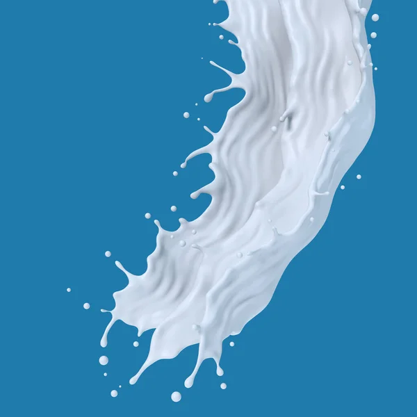Milk Flowing Splash Clipping Path Rendering — Stockfoto
