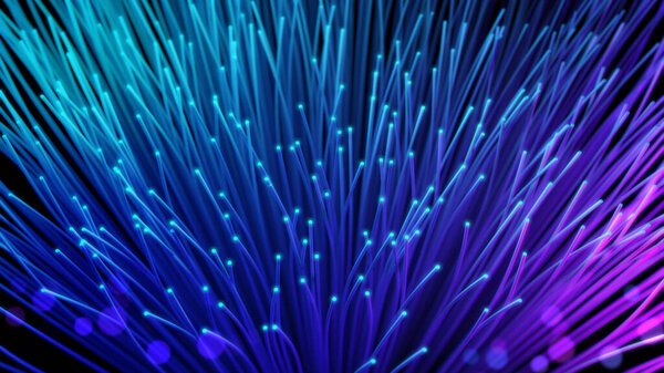 Fiber optic cables, Selective focus, Abstract technology background,3d rendering