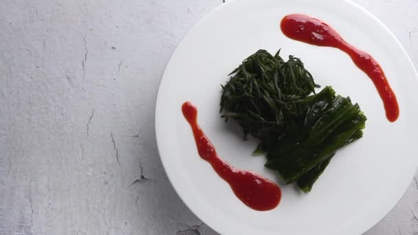 Seaweed Seaweed Fusiforme Blanched Boiling Water Red Chili Pepper Paste — Wideo stockowe