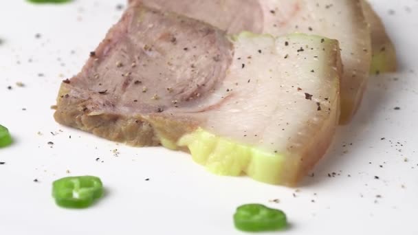 Ein Gericht Aus Kochendem Schweinefleisch Wasser Bei Koreanern Beliebte Schweinefleischgerichte — Stockvideo