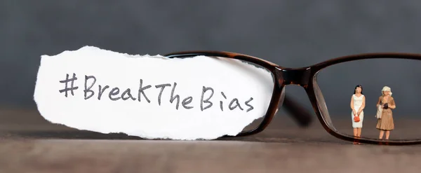Torn Paper Word Breakthebias Written Break Bias Campaign Miniature Women — Stock fotografie