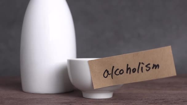 Alcoholism Text Paper Glass Bottle Concept Alcoholism Warning — Video