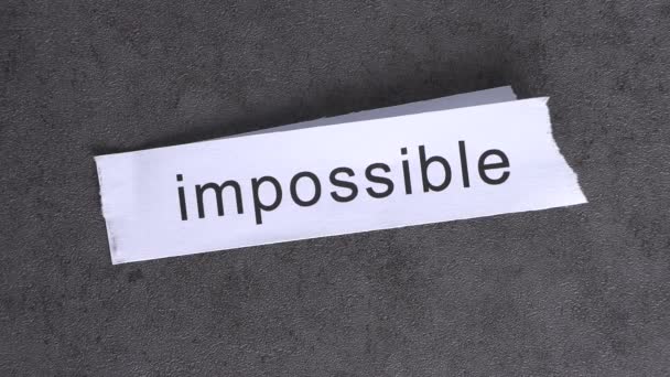 Replace Word Impossible Word Possible Business Concept Letters Wobbly Paper — Stock videók