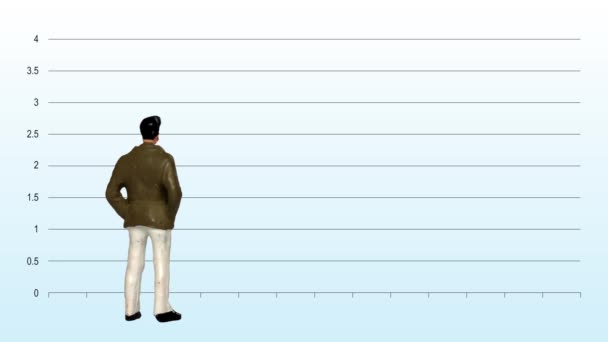 Ett Affärskoncept Med Linje Diagram Och Mynt Och Miniatyr Människor — Stockvideo