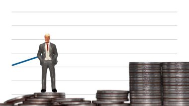 Değişen çizgiler ve minyatür insanlarla iş konsepti. Artan fiyatlar kavramı.