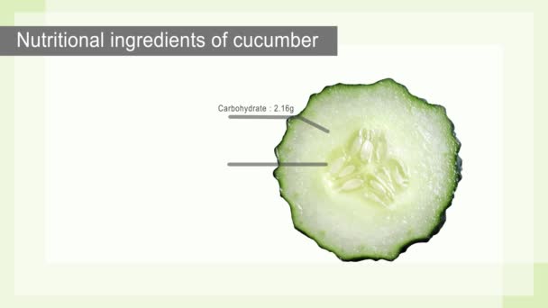 Draaiende Gesneden Komkommer Doorsnede Voeding Feiten Van Komkommer Bedrijfsconcept Met — Stockvideo