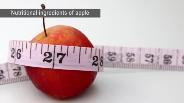 Los Ingredientes Nutricionales Las Manzanas Concepto Negocio Con Gráficos Forma — Vídeos de Stock