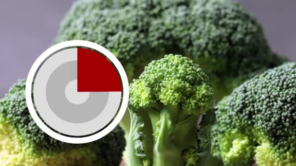 Brokoli Dan Lingkaran Grafik Ringkasan Bahan Nutrisi Dari Brokoli — Stok Video