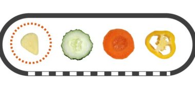 İki minyatür şef ve dönen sebzeler. Vejetaryen diyeti kavramı.