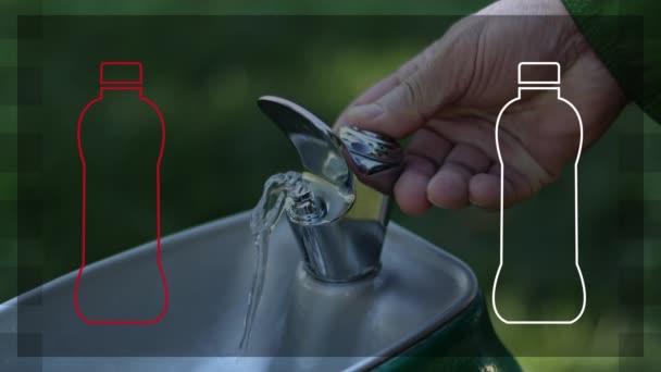 Чоловіча Рука Використовує Воду Концепція Дефіциту Води Являється Майбутньому — стокове відео