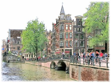 sanatsal bir tarzda yapılmış amsterdam sokaklarında