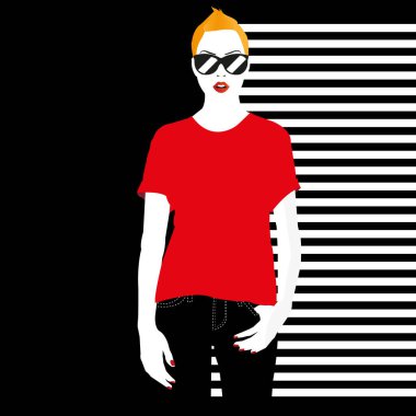 Popüler sanat tarzında bir moda kızı. Moda portresi