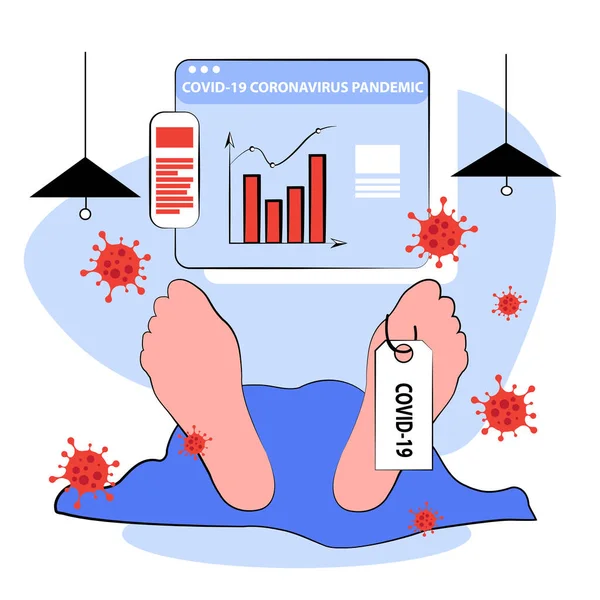 Mortalidade por coronavírus, pandemia de COVID-19 causando a morte de pessoas com pneumonia conceito de infecção pulmonar — Vetor de Stock