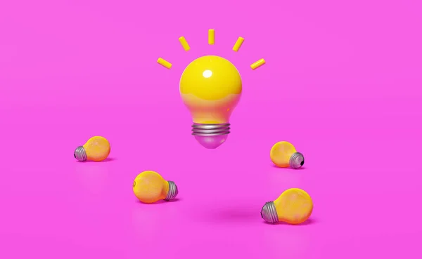 Κίτρινη Λάμπα Wireframe Απομονωμένη Ροζ Φόντο Business Ιδέα Ιδέα Άκρη — Φωτογραφία Αρχείου