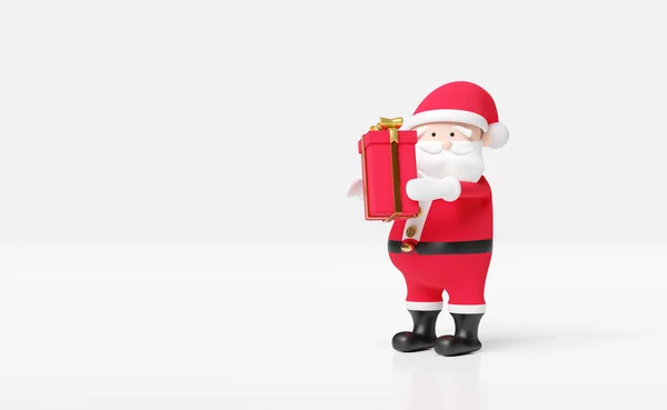 Santa Claus Händer Håller Röd Presentförpackning Utrymme Isolerad Vit Background — Stockfoto