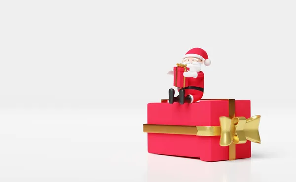 Άγιος Βασίλης Χέρια Κρατώντας Κόκκινο Κουτί Δώρου Χώρο Που Απομονώνονται — Φωτογραφία Αρχείου