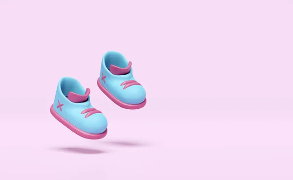 Blå Sneakers Isolerade Rosa Bakgrund Skor Shopping Koncept Illustration Render — Stockfoto