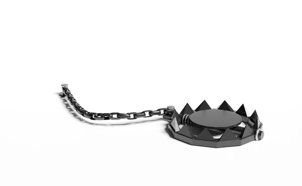 Bear Trap isolated on white background. business trap, scammer concept, 3d illustration, 3d render