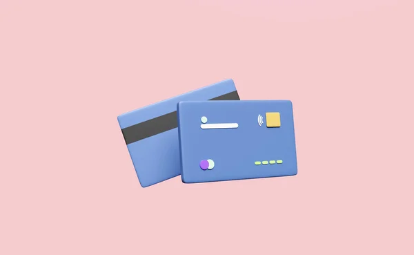 Ícone Cartão Crédito Isolado Fundo Rosa Compras Line Economizando Dinheiro — Fotografia de Stock