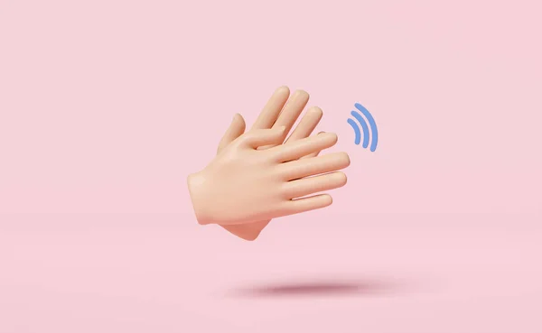 3D clapping hands or hands applauding icon isolated on pink background. congratulations on success concept. 3d render illustration