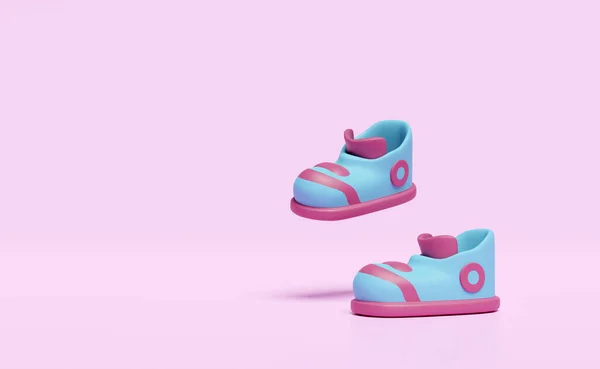 Kék Tornacipő Rózsaszín Alapon Elszigetelt Cipők Koncepció Ábrázolás — Stock Fotó
