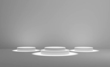 3d gray cylinder stage podium empty with shadow, abstract geometric cosmetic showcase pedestal grey background. minimal modern scene, 3d render illustration 