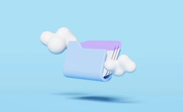 Icono Carpeta Con Nube Aislada Sobre Fondo Azul Descarga Almacenamiento —  Fotos de Stock
