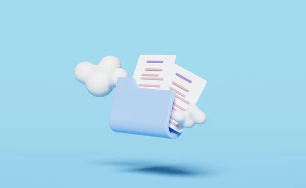 Εικονίδιο Φακέλου Σύννεφο Απομονώνονται Μπλε Φόντο Λήψη Αποθήκευσης Μεταφορά Δεδομένων — Φωτογραφία Αρχείου