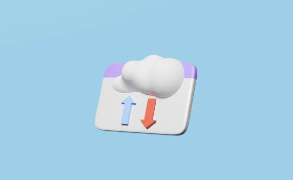 Cloud Folder Arrow Isolated Blue Background Cloud Storage Download Upload — 图库照片