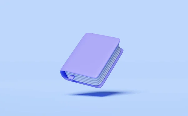 Púrpura Libro Texto Libro Cerrado Aislado Sobre Fondo Azul Educación — Foto de Stock
