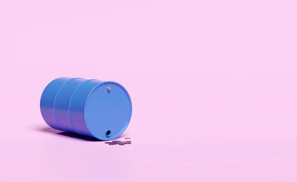 Blue Oil Barrel Icon Spilled Oil Isolated Pink Background 200 — Stock Photo, Image
