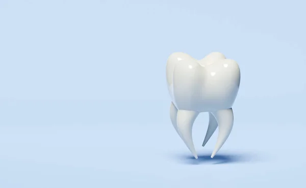 青の背景に隔離された3D歯科用モル歯モデルのアイコン 白い歯の健康 歯医者の歯科検査 3Dレンダリングイラスト — ストック写真