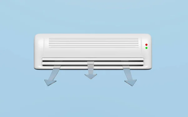 Air Conditioner System Arrow Air Flows Shows Isolated Blue Background — Photo