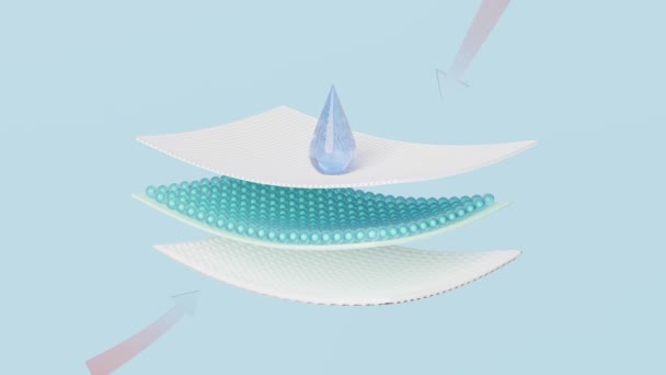 Animation Absorbent Layer Arrow Ventilate Shows Synthetic Fiber Hair Water — Vídeos de Stock