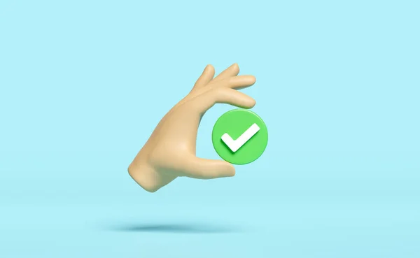 Hand Holding Green Check Marks Tick Marks Symbols Icon Isolated — ストック写真