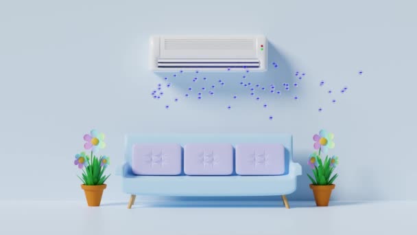 Animation Air Conditioner System Anion Ozone Arrow Air Flows Shows — Stockvideo