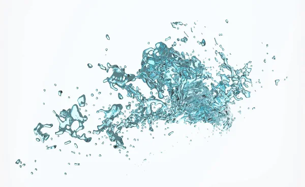 Воды Брызги Прозрачные Чистая Голубая Вода Разбросаны Вокруг Изолированы Белом — стоковое фото