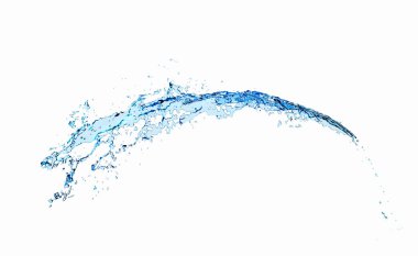 3d water splash transparent, clear blue water scattered around isolated on white background. 3d render illustration 