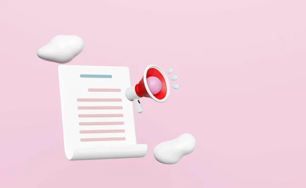 Red Megaphone Hand Speaker Cloud Checklist Paper Clipboard Isolated Pink — Φωτογραφία Αρχείου
