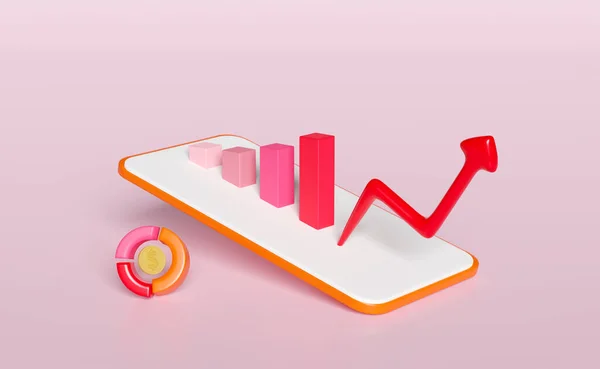 Charts Graph Orange Mobile Phone Smartphone Analysis Business Financial Data — Foto Stock