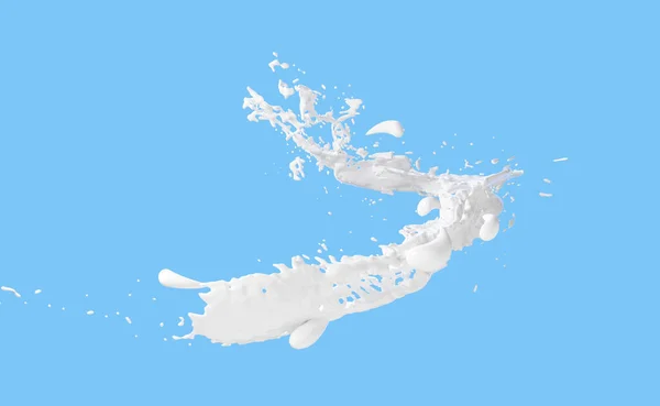 Milk Ripple Splash Isolated Blue Background Render Illustration — Photo