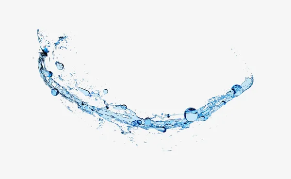 Woda Splash Przezroczyste Przejrzyste Niebieskie Wody Rozrzucone Wokół Odizolowanych Białym — Zdjęcie stockowe
