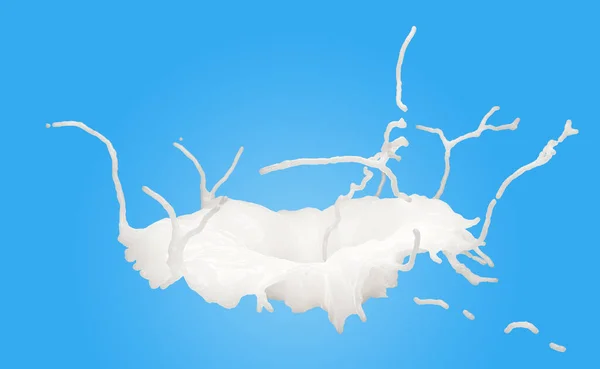 Milk Ripple Splash Isolated Blue Background Render Illustration Include Clipping — Photo