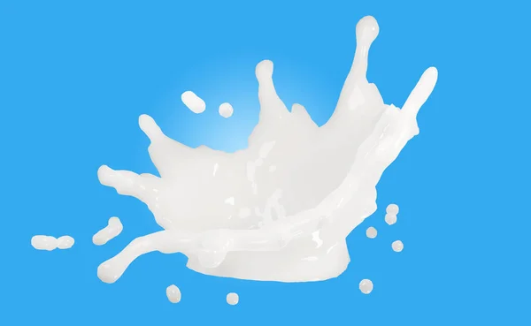 Milk Yogurt Ripple Splash Isolated Blue Background Render Illustration Include — Photo