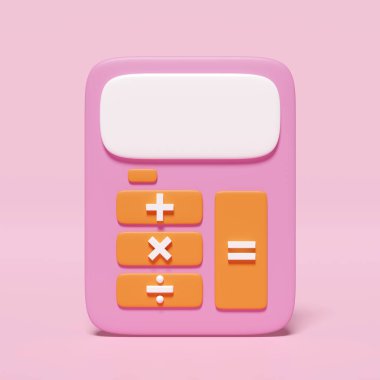 3d pink calculator icon for accounting finance isolated on pink background. minimal concept 3d render illustration, clipping path 