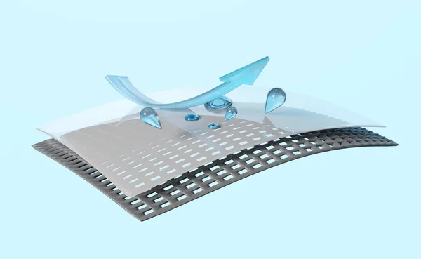 Layered Sheet Waterproof Arrow Materials Fabric Rubber Film Transparent Water — Stok fotoğraf